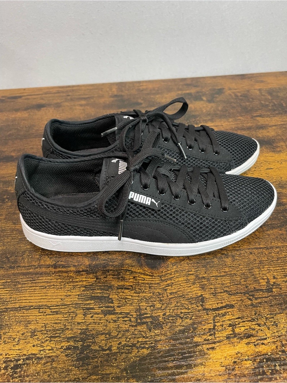 Puma Shoes Womens 9 Running Athletic Sneakers Black Mesh Lace Up Low Top